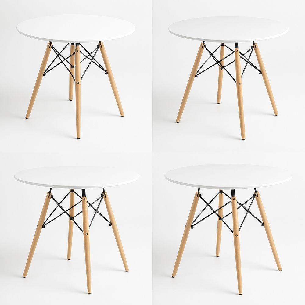 Mesa Moderna Eiffel Eames Tampo Em Madeira Mdf 90cm Branca - 5