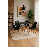 Conjunto Mesa Sala Cozinha Jantar Leda 80 Cm E 4 Cadeiras Leda Wood Preta. - 1