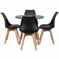Conjunto Mesa Sala Cozinha Jantar Leda 80 Cm E 4 Cadeiras Leda Wood Preta. - 10