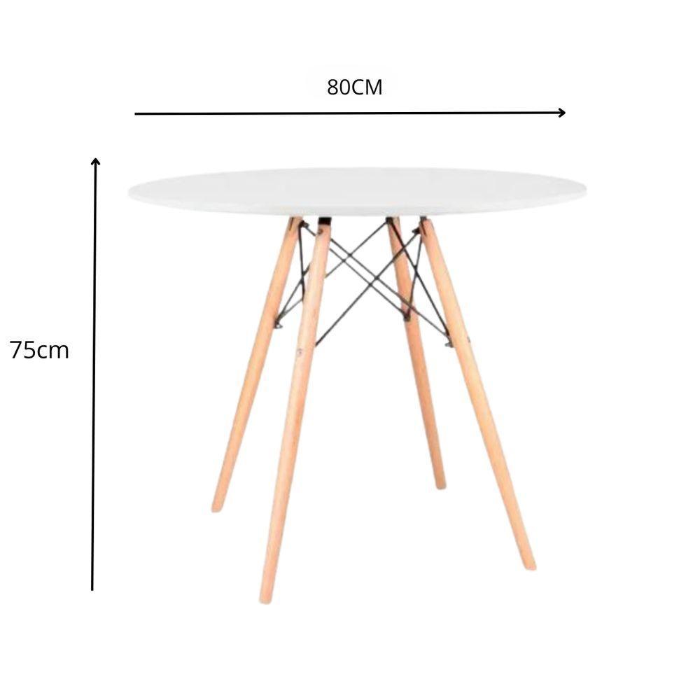 Jogo Sala Jantar Cozinha Moderno Mesa Eiffel 80cm E 4 Cadeiras Eiffel Branca - 4