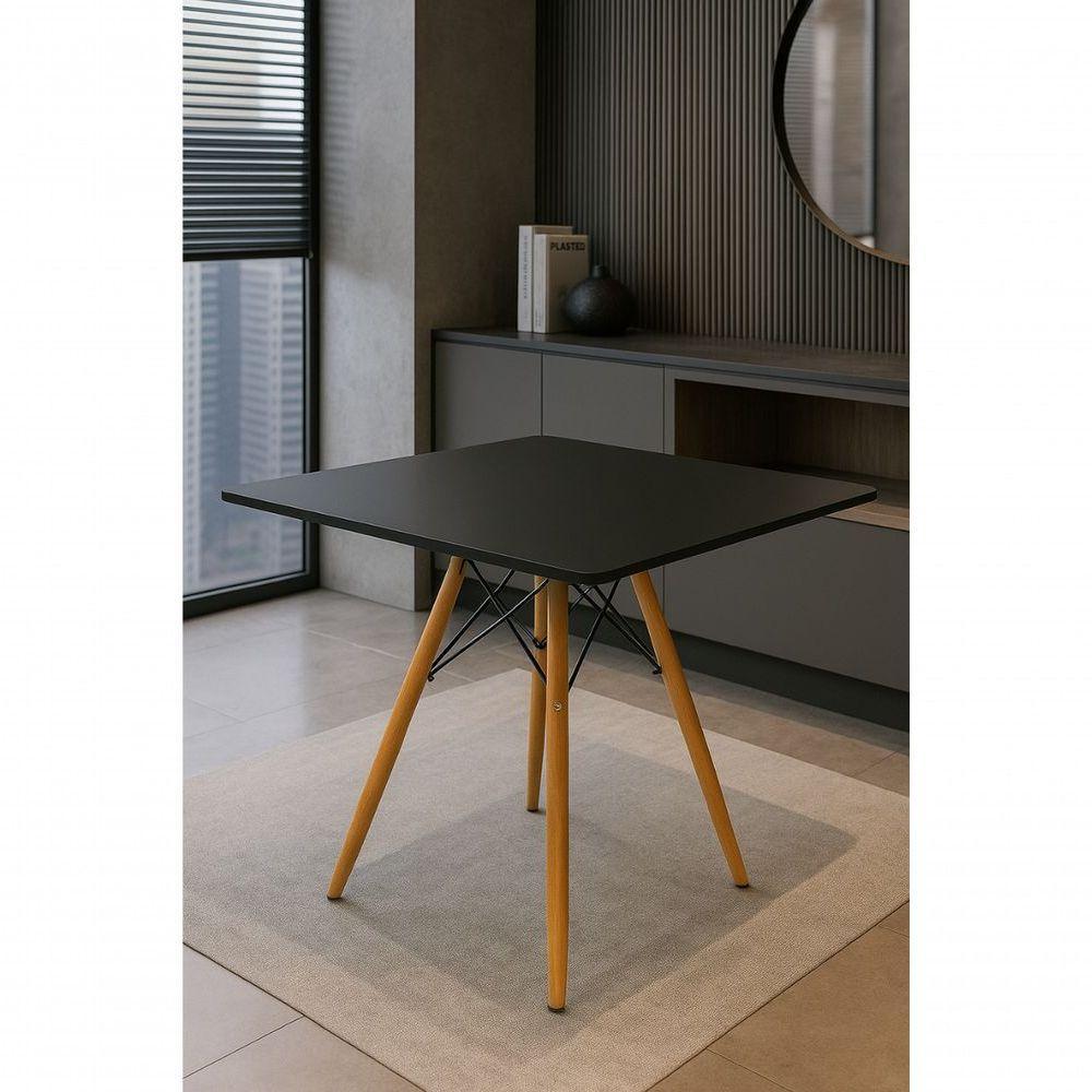 Mesa Jantar Sala Cozinha Eiffel Eames Elegante 90cm Quadrada Canto Arredondado Moderno Cor Preto - 1