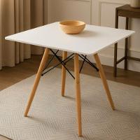 Jogo Jantar Mesa Eiffel Quadrada 80cm Mdf Branco E 04 Cadeira Leda Wood Preta - 3