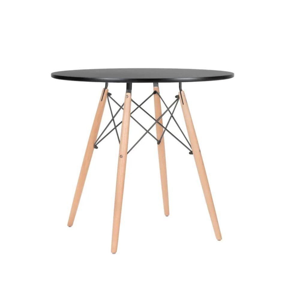 Mesa Eames Eiffel Tampo De Madeira Mdf 80cm Preto - 4