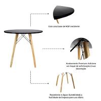 Conjunto Mesa De Jantar Cozinha Sala Moderna Eiffel 90cm Preta E 4 Cadeiras Charles Eames Elegante Preto - 5