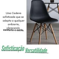 Conjunto Mesa De Jantar Cozinha Sala Moderna Eiffel 90cm Preta E 4 Cadeiras Charles Eames Elegante Preto - 9