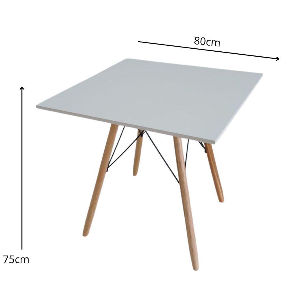 Mesa Moderna Sala Cozinha Quadrada Eiffel Wood Mdf Branco 80 Cm. - 7