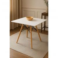 Mesa Moderna Sala Cozinha Quadrada Eiffel Wood Mdf Branco 80 Cm. - 1