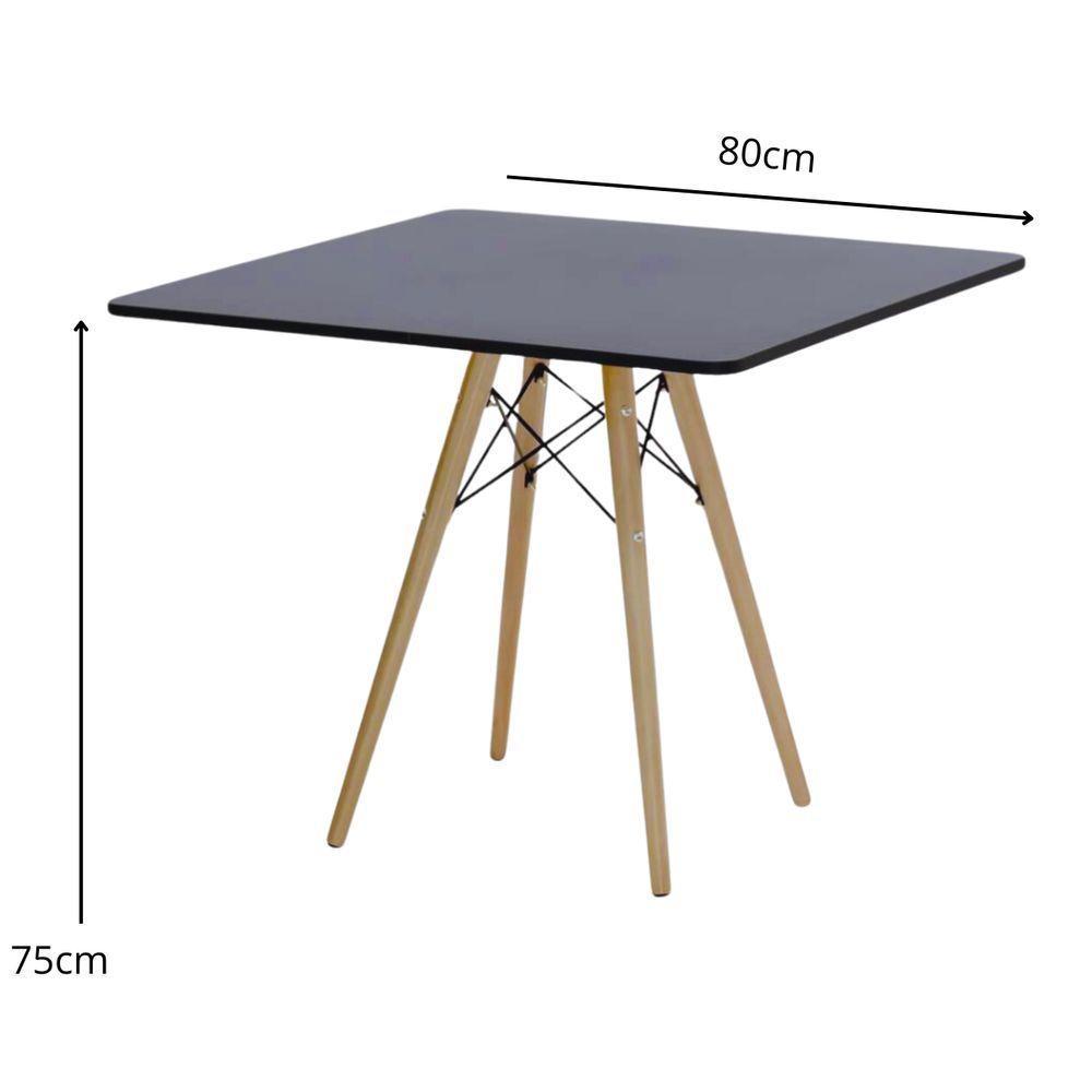 Mesa De Jantar Quadrado Eiffel 80cm Preta Com 4 Cadeiras Charles Eames Preta. - 6