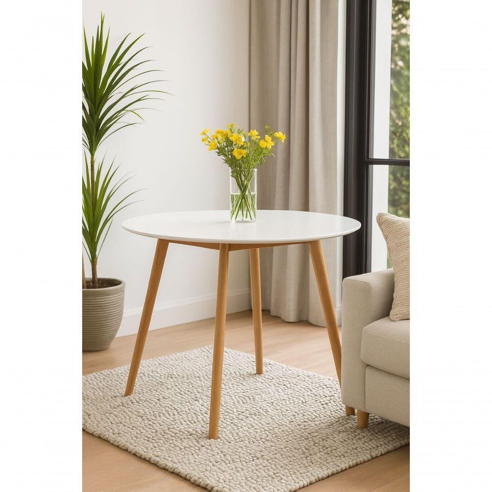 Mesa Leda 90cm Redonda Branco Ideal Para Ambientes Sofisticados E Compactos - 1