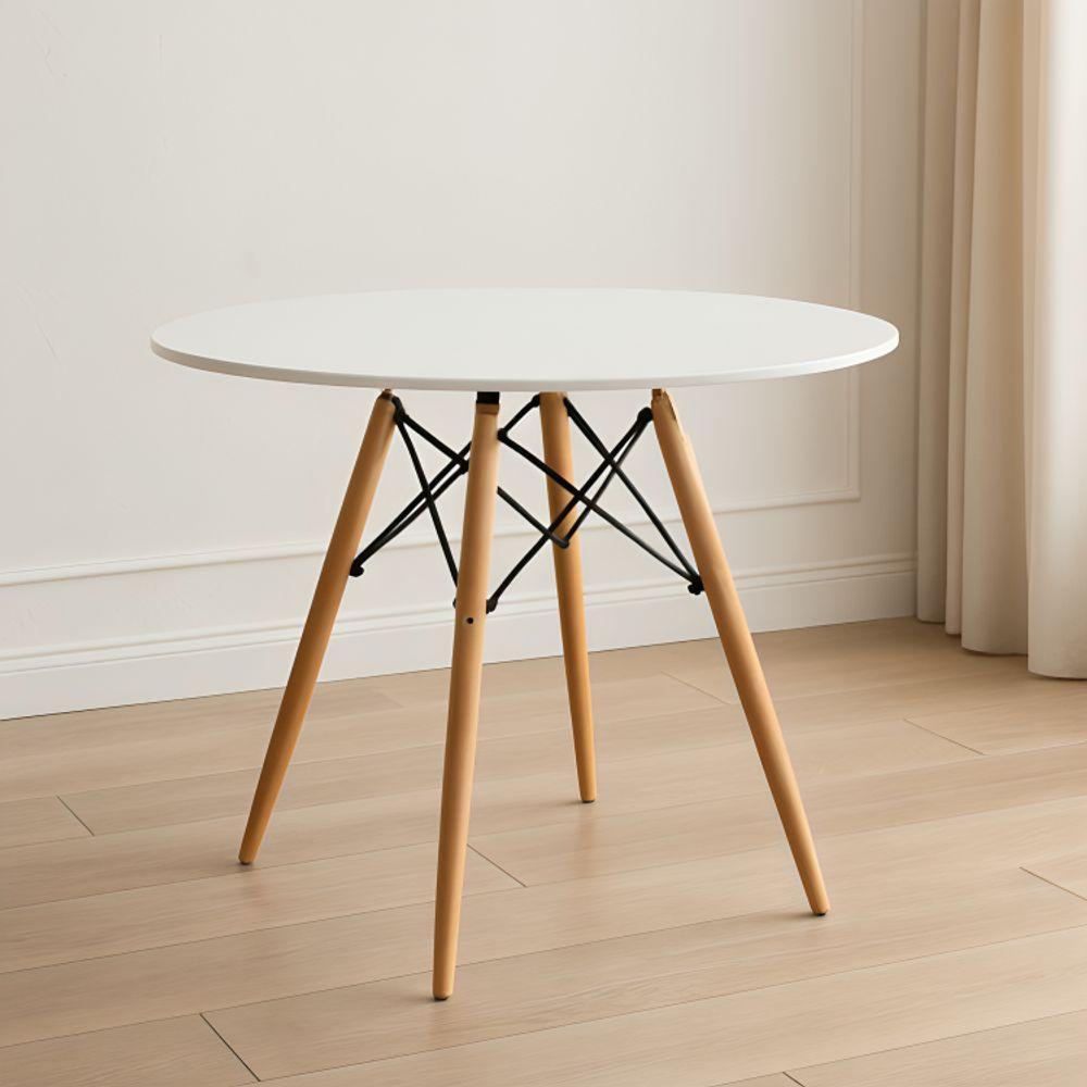 Mesa Eames Eiffel Tampo De Madeira Mdf 80cm Branca - 1