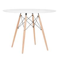 Mesa De Jantar Sala Cozinha Elegante Eiffel Redonda Branca De Madeira Mdf 90cm - 6