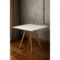 Mesa Elegante Eiffel Eames 80cm Quadrada Mdf Pés Madeira Desing Moderno Cor Branco - 1
