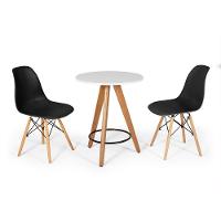Conjunto Mesa Redonda Aline 70Cm Branca Com 2 Cadeiras Eames Eiffel - Preto - 1