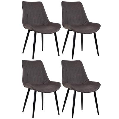 Kit 4 Cadeiras Estofadas Design Industrial Marrom Vintage
