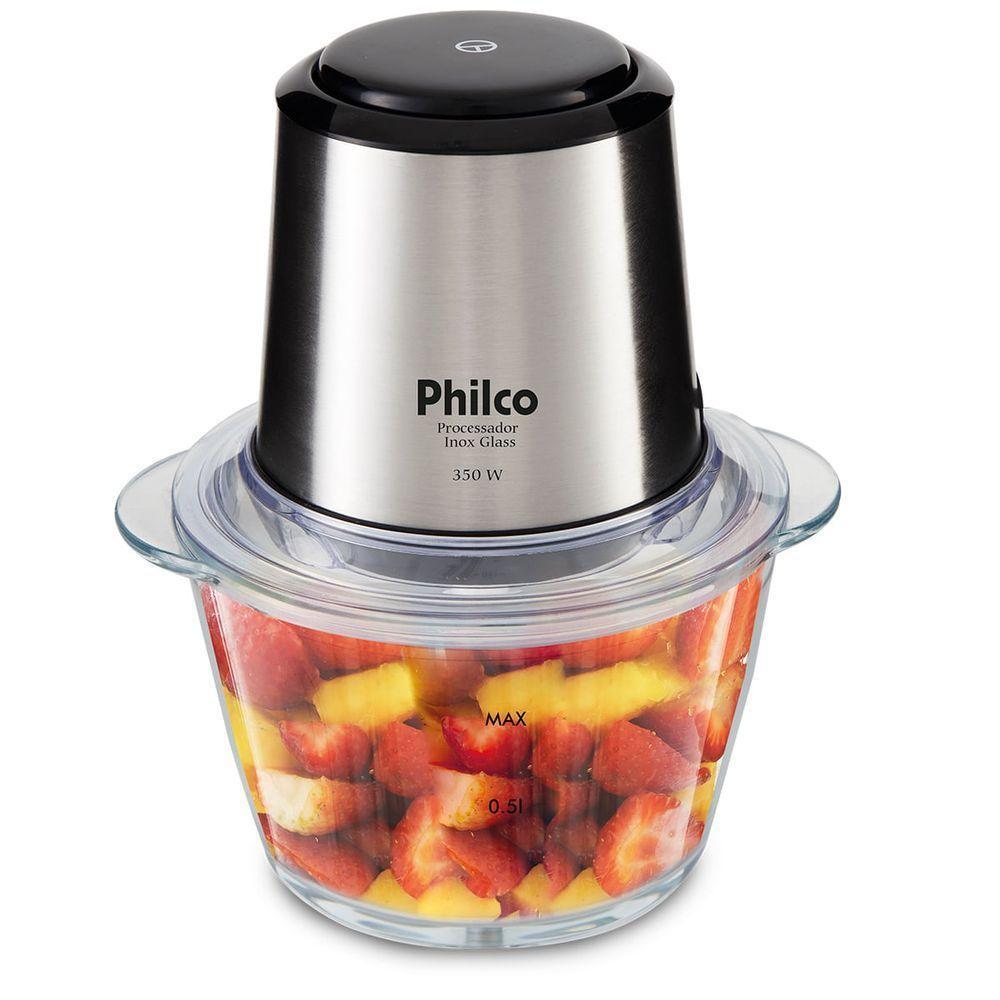 Processador Philco Inox Glass 1,2L 350W Função Pulsar PPS01I 220V - 1