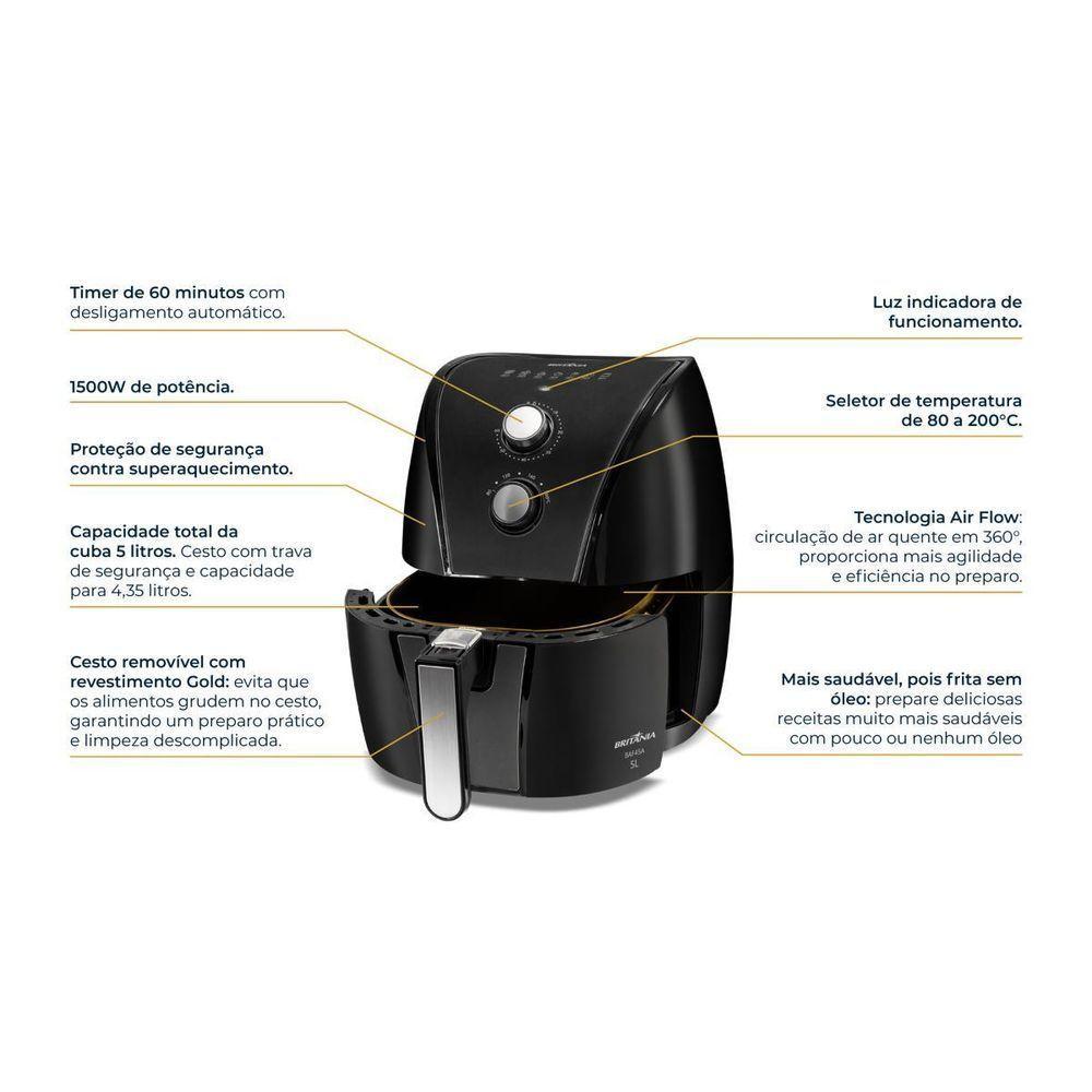 Air Fryer Britânia 5L Antiaderente Gold 1500W BAF45A 110V - 7