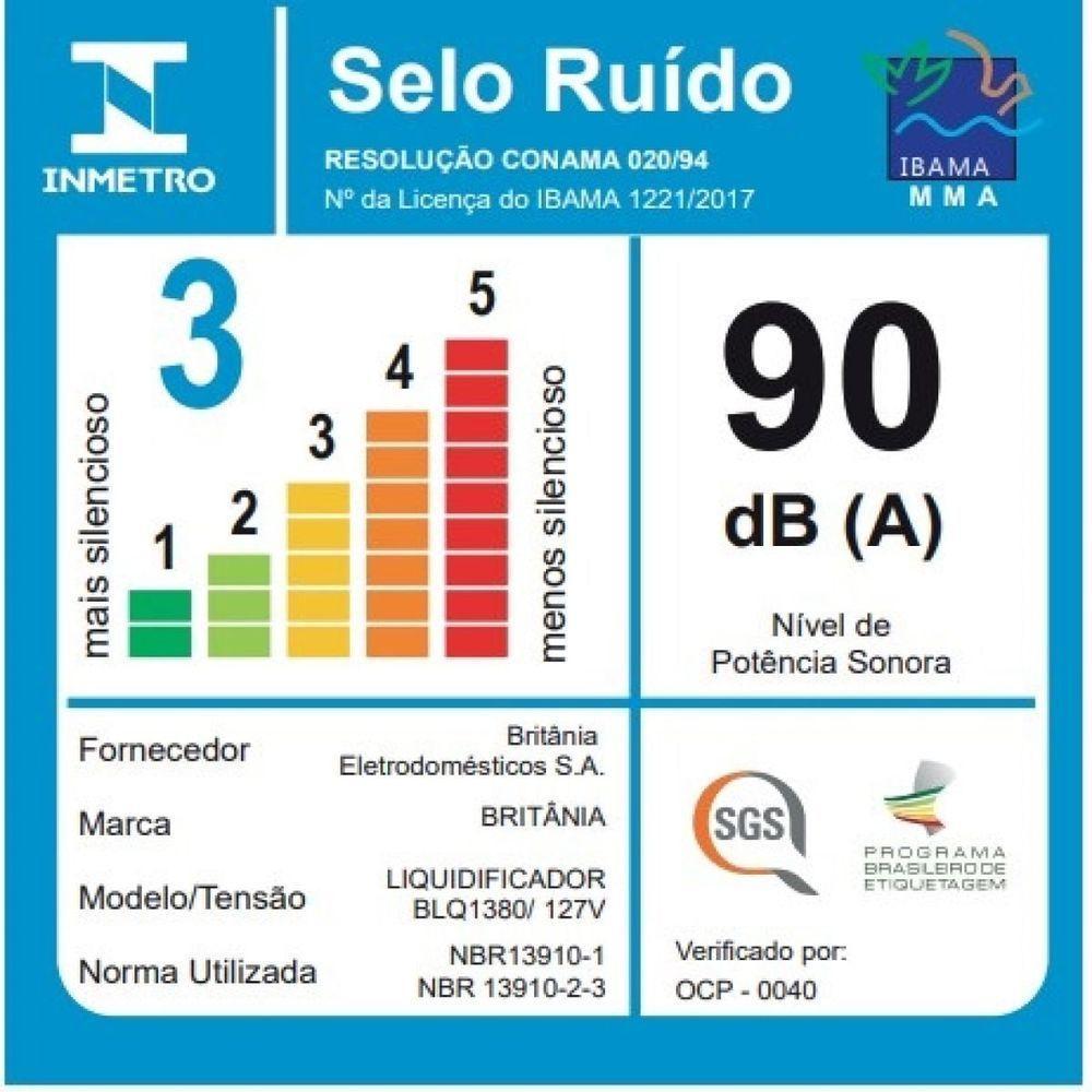 Liquidificador Britânia BLQ1380P Pro Maxx 6 Inox 3L 1200W 220V - 6