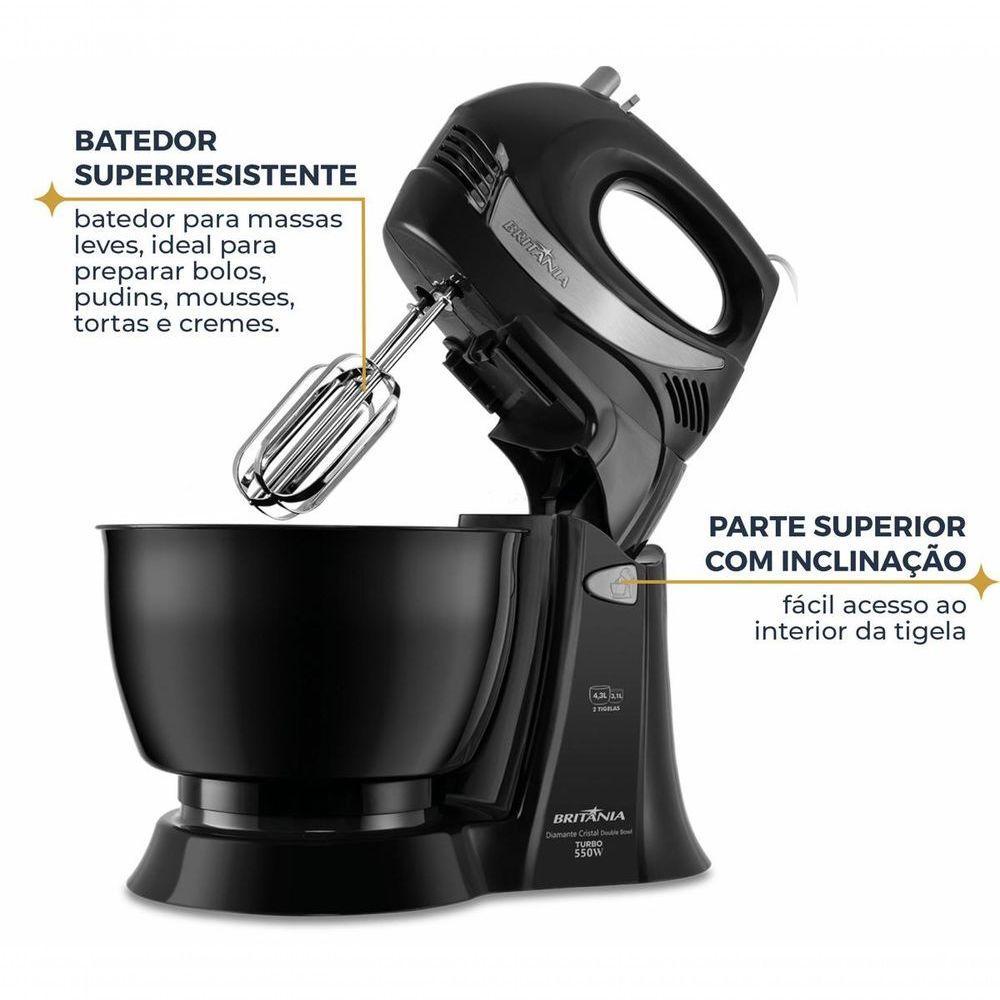 Batedeira Britânia Diamante Preta 550W 4,3L 110V - 6