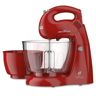 Batedeira Convencional Britânia Perola 550 Cristal Duo Turbo 500W 4 Velocidades Vermelho 220V