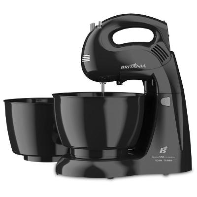 Batedeira Convencional Britânia Pérola 550 Double Bowl 4,3L 500W 4 Velocidades Preto 110V
