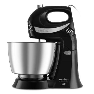 Batedeira de Mão Britânia Diamante Inox 4 e 3L 550W 4 Velocidades Preto 110V