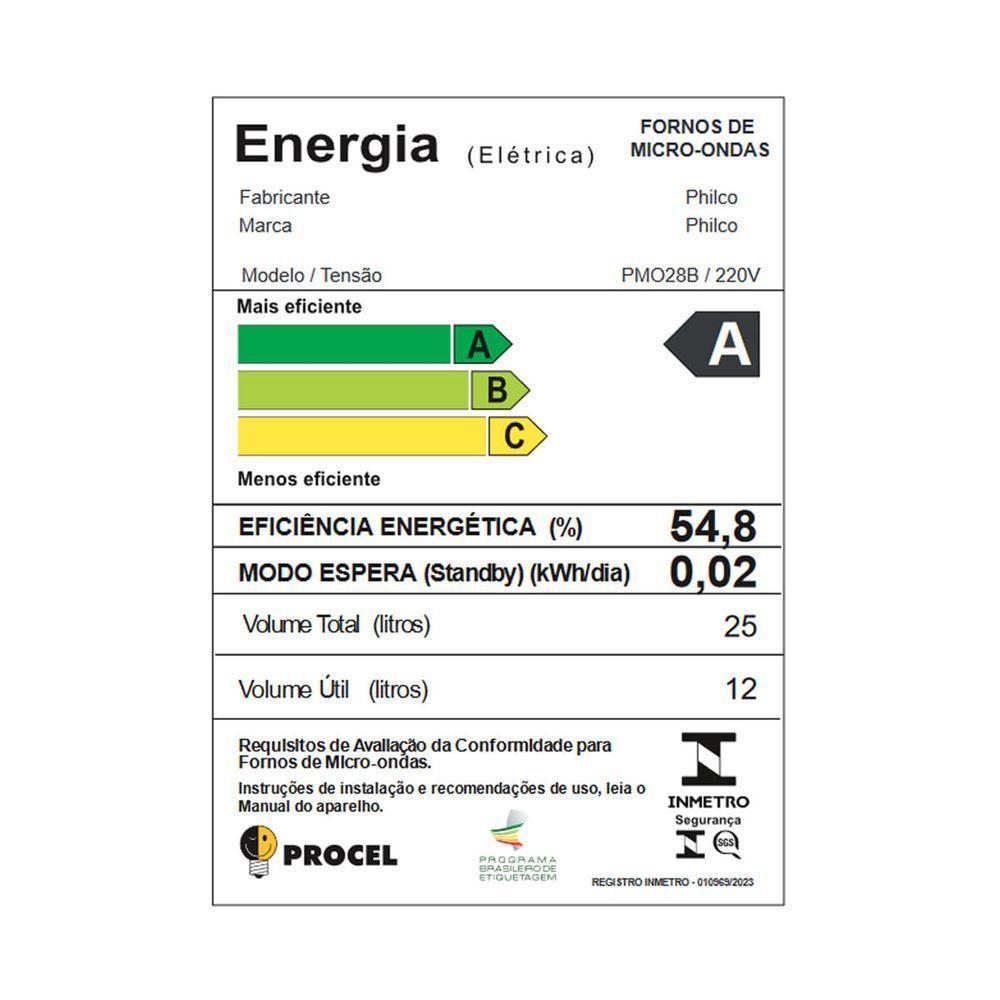 Micro-ondas 25L Philco Receitas Pré-programadas 1100W PMO28B 220V - 4