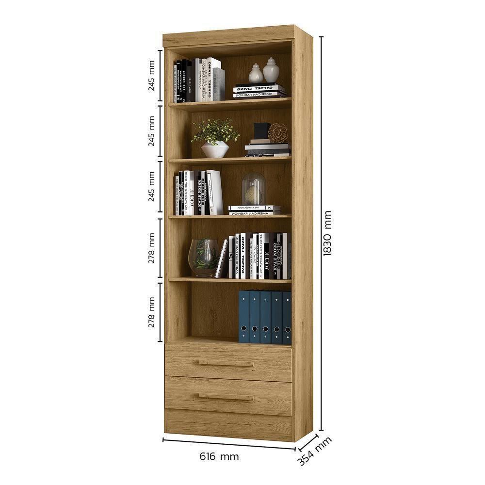 Conjunto De Livreiros 3 Módulos Com 2 Portas E 2 Gavetas Freijó - Qmovi Freijó - 3