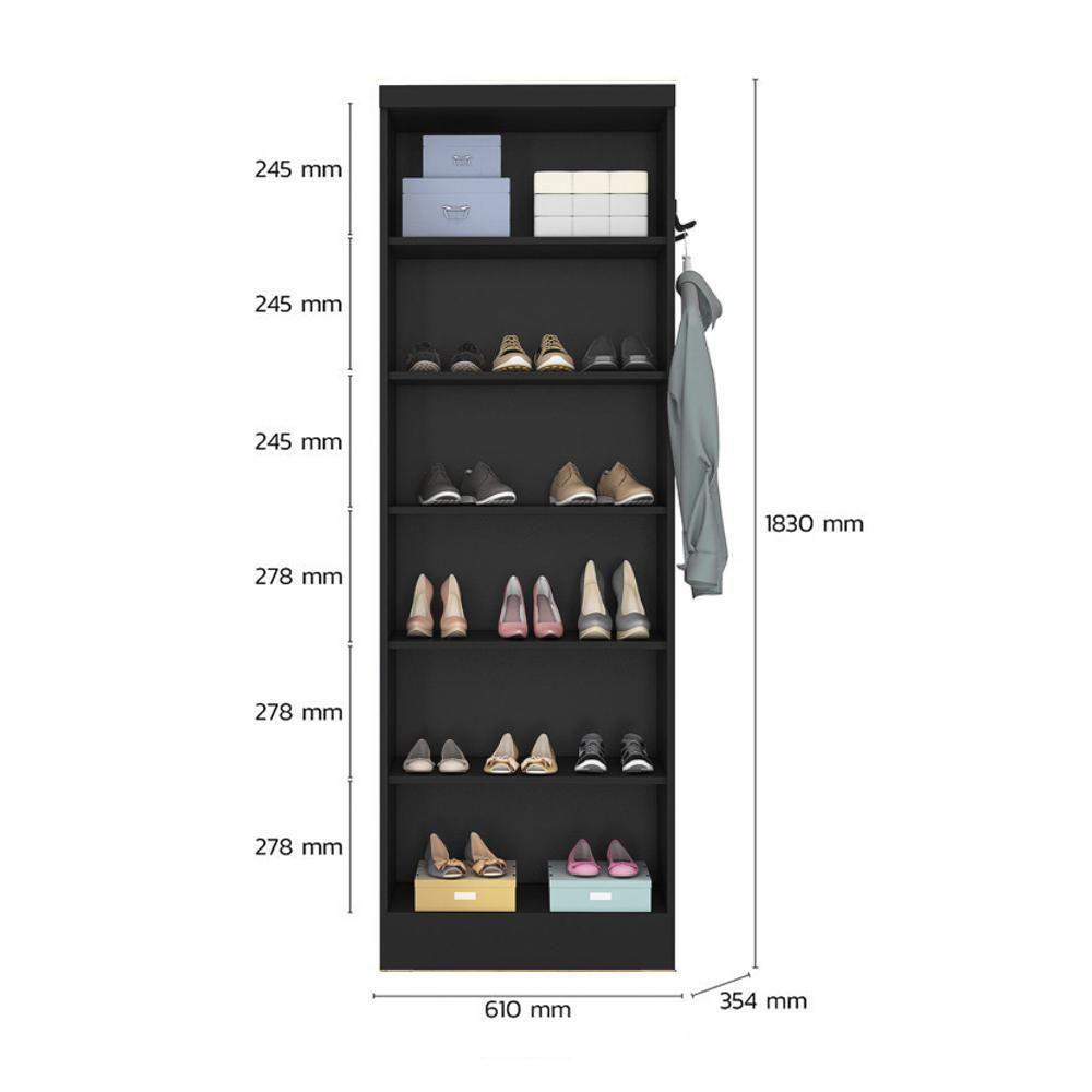 Conjunto De Livreiros 3 Módulos Com 2 Portas E 2 Gavetas Preto Fosco - Qmovi Preto Fosco - 2