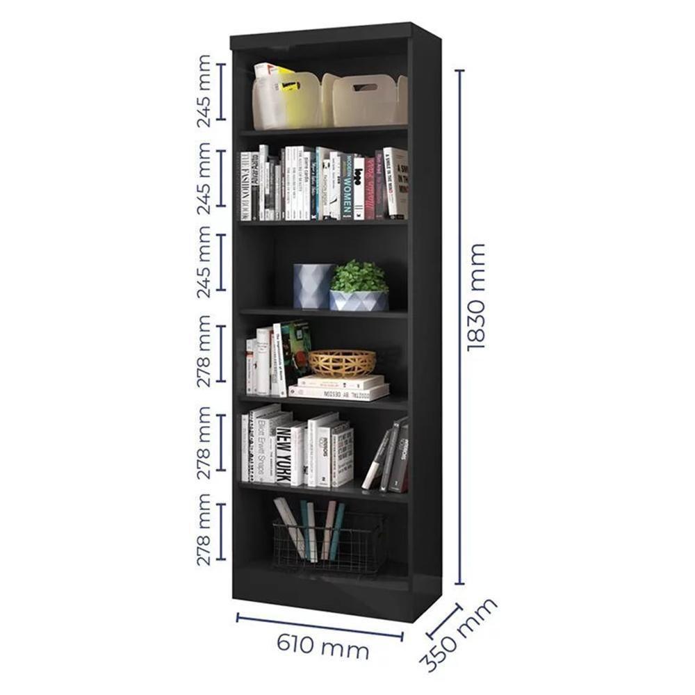 Conjunto De Livreiros 3 Módulos Com 2 Portas E 2 Gavetas Preto Fosco - Qmovi Preto Fosco - 4