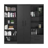 Conjunto De Livreiros 3 Módulos Com 2 Portas E 2 Gavetas Preto Fosco - Qmovi Preto Fosco - 1