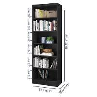 Conjunto De Livreiros 3 Módulos Com 2 Portas E 2 Gavetas Preto Fosco - Qmovi Preto Fosco - 4