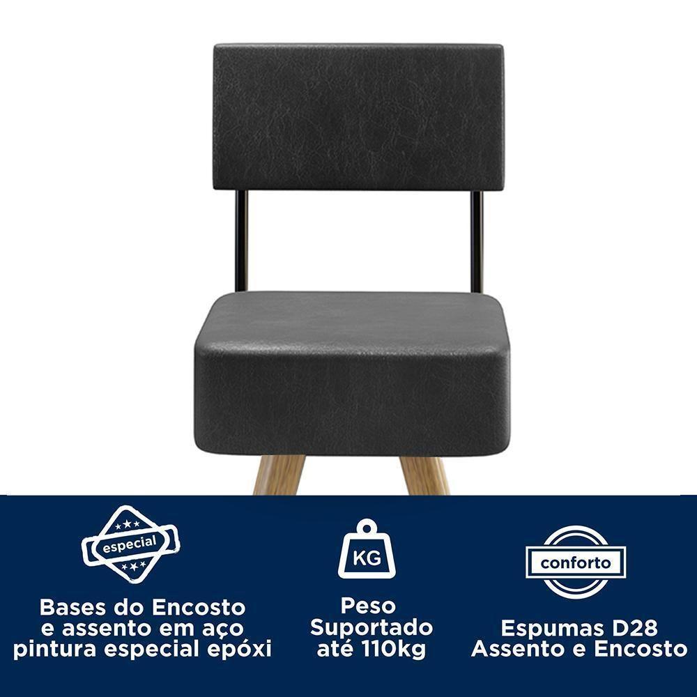 Conjunto Mesa Bistrô Viena E 2 Banquetas Barcelona 96cm Preto - Salaone Preto - 5