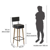 Conjunto Mesa Bistrô Viena E 2 Banquetas Barcelona 96cm Preto - Salaone Preto - 7