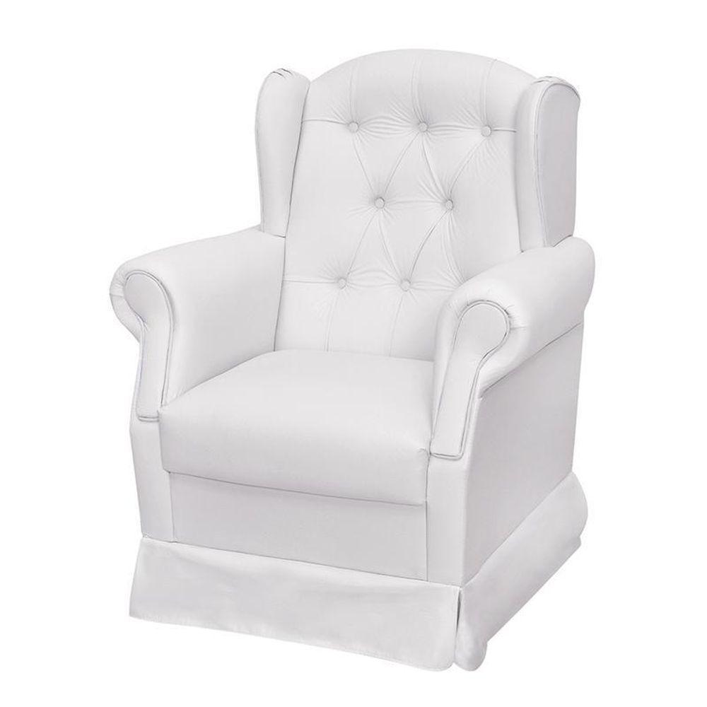 Poltrona De Amamentação Letícia Com Balanço E Puff Corino Branco - Phoenix Baby Corino Branco - 3