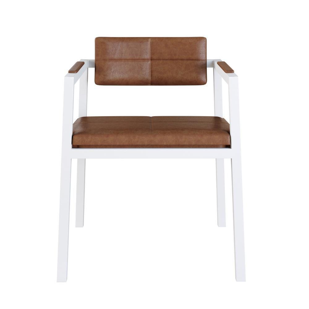 Poltrona Noah Fixa C/4 Pés 78 X 60,5 X 60,5 Cm Pés Brancos. Courino Whisky Courino Whisky - 5