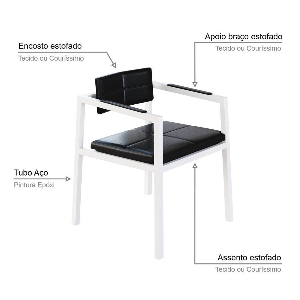 Poltrona Noah Fixa C/4 Pés 78 X 60,5 X 60,5 Cm Pés Brancos. Courino Preto Courino Preto - 3