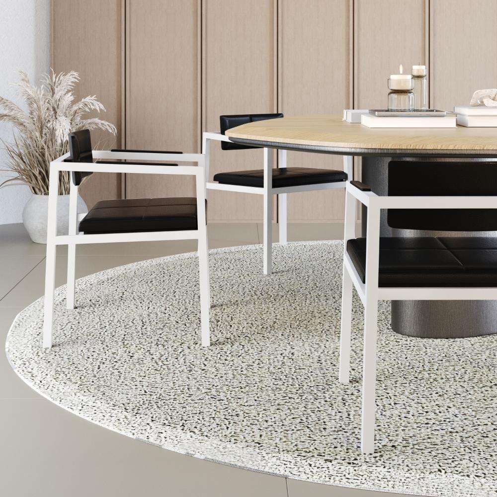 Poltrona Noah Fixa C/4 Pés 78 X 60,5 X 60,5 Cm Pés Brancos. Courino Preto Courino Preto - 4