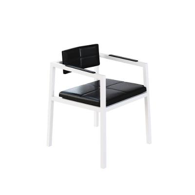 Poltrona Noah Fixa C/4 Pés 78 X 60,5 X 60,5 Cm Pés Brancos. Courino Preto Courino Preto