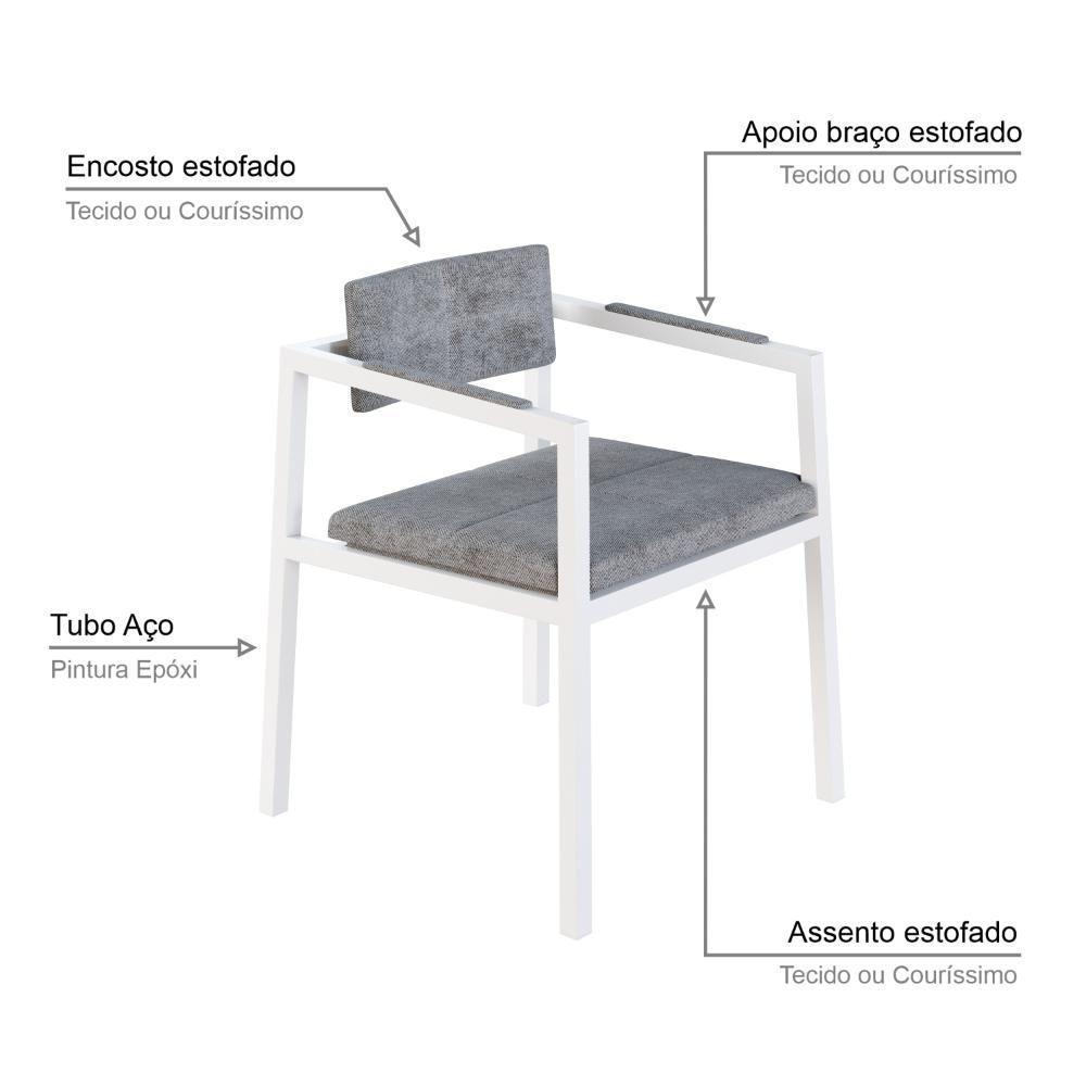 Poltrona Noah Fixa C/4 Pés 78 X 60,5 X 60,5 Cm Pés Brancos. Lautrec Cinza Lautrec Cinza - 3