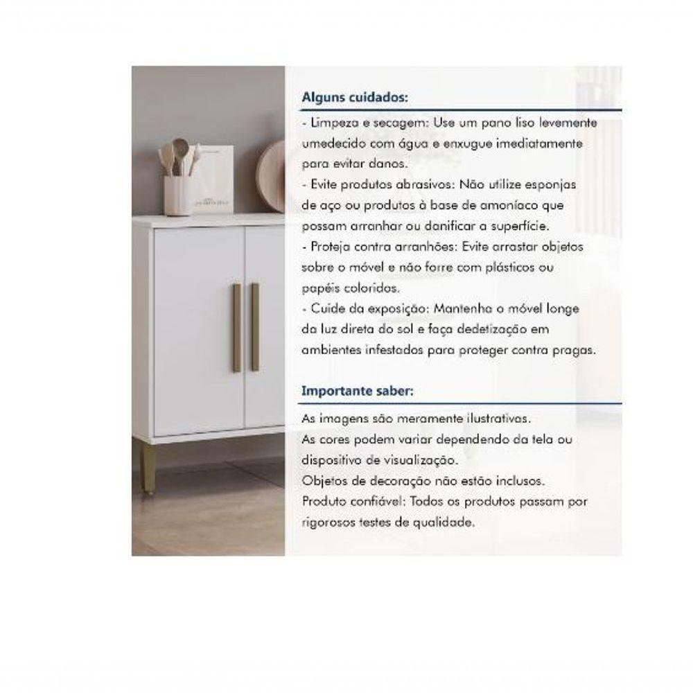 Balcão 3 Portas 2 Gavetas Lorena Kaiki Móveis - Branco - 6