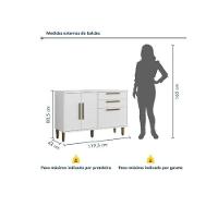 Balcão 3 Portas 2 Gavetas Lorena Kaiki Móveis - Branco - 2