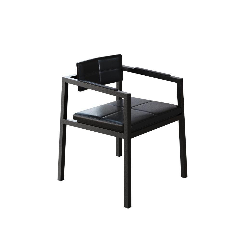 Poltrona Noah Fixa C/4 Pés 78 X 60,5 X 60,5 Cm. Courino Preto Courino Preto - 1