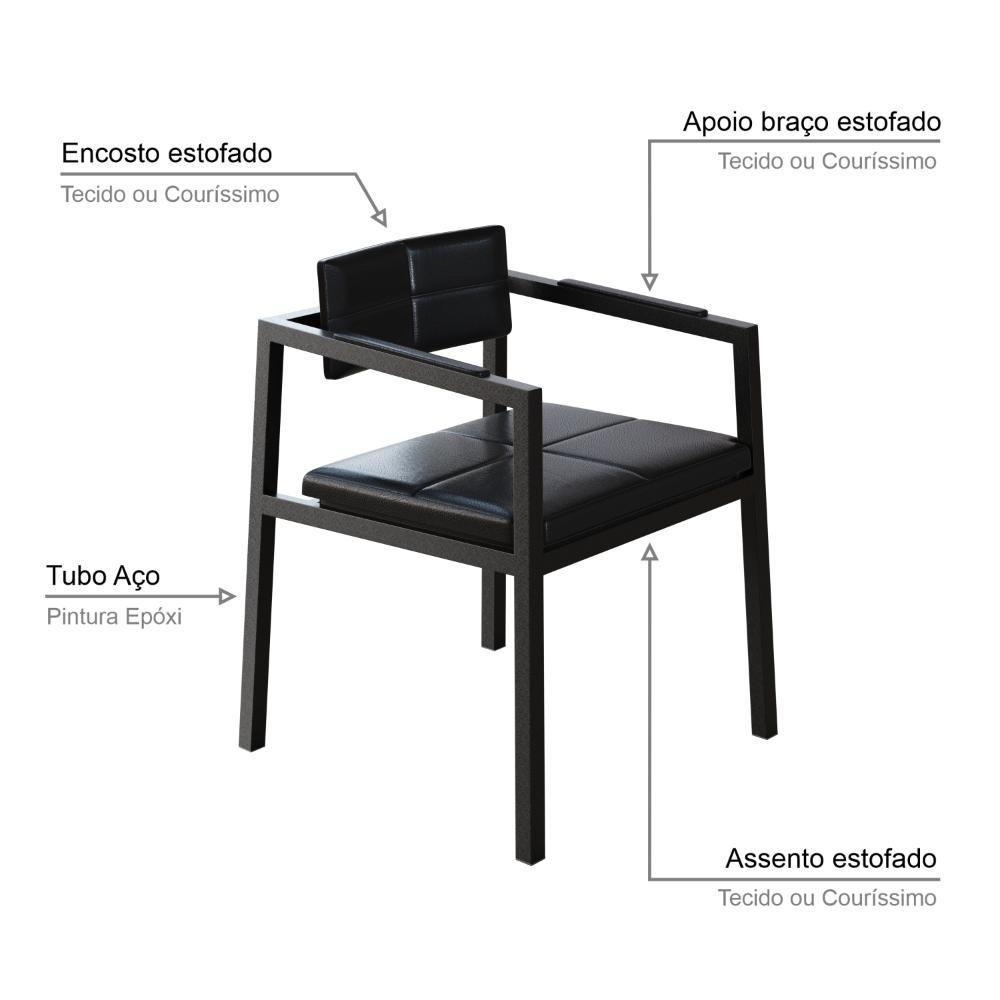 Poltrona Noah Fixa C/4 Pés 78 X 60,5 X 60,5 Cm. Courino Preto Courino Preto - 3