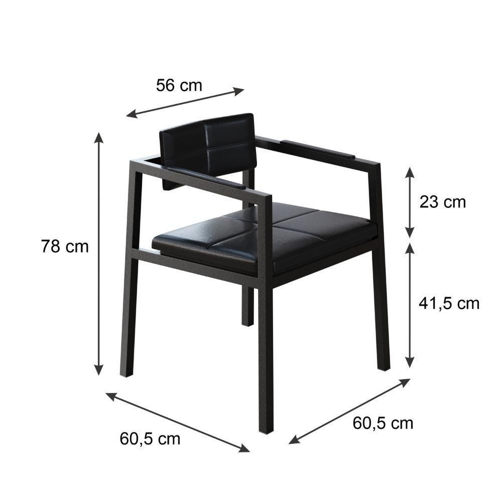 Poltrona Noah Fixa C/4 Pés 78 X 60,5 X 60,5 Cm. Courino Preto Courino Preto - 7