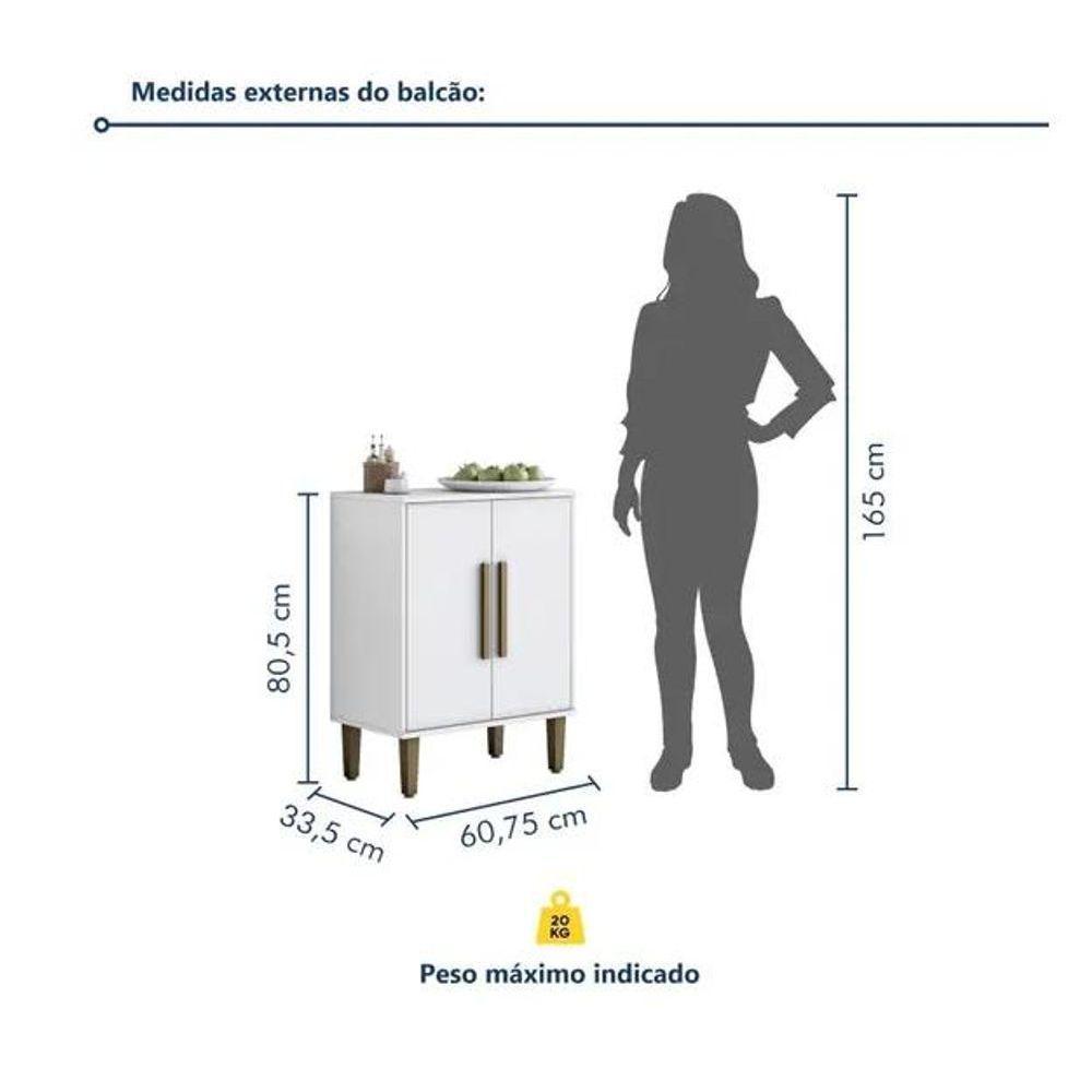 Balcão 2 Portas Lorena Kaiki Móveis - Branco - 2