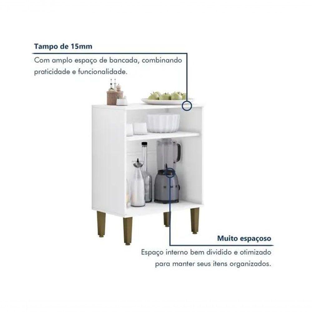 Balcão 2 Portas Lorena Kaiki Móveis - Branco - 3