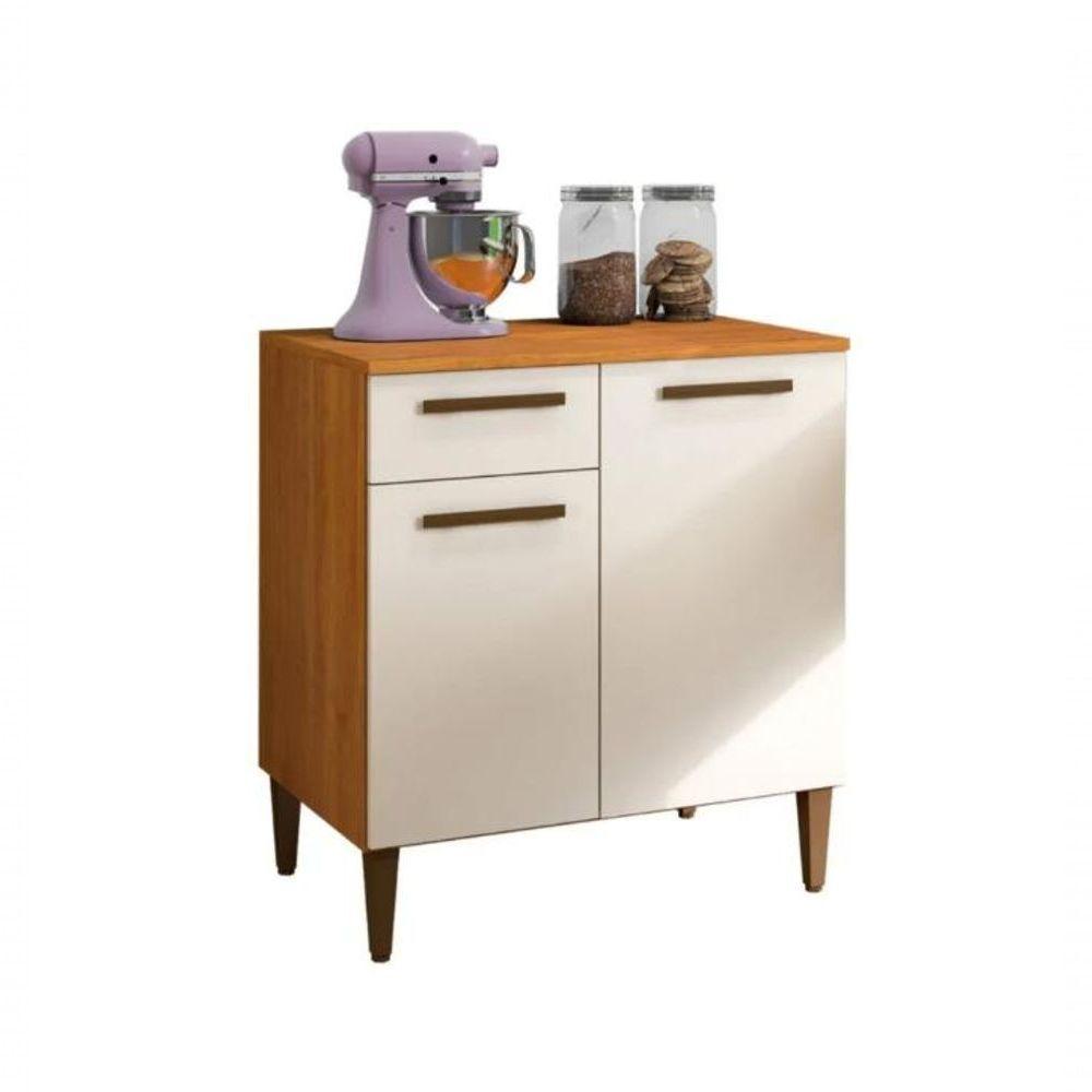 Balcão Porto Alegre 2 Portas 1 Gaveta Kaiki Móveis - Nature/off - 2