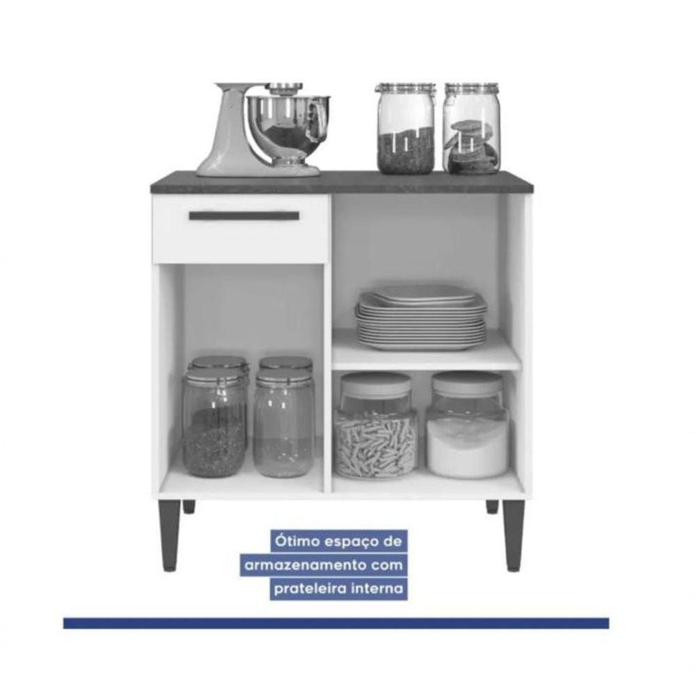 Balcão Porto Alegre 2 Portas 1 Gaveta Kaiki Móveis - Nature/off - 5