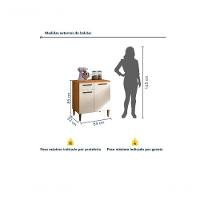 Balcão Porto Alegre 2 Portas 1 Gaveta Kaiki Móveis - Nature/off