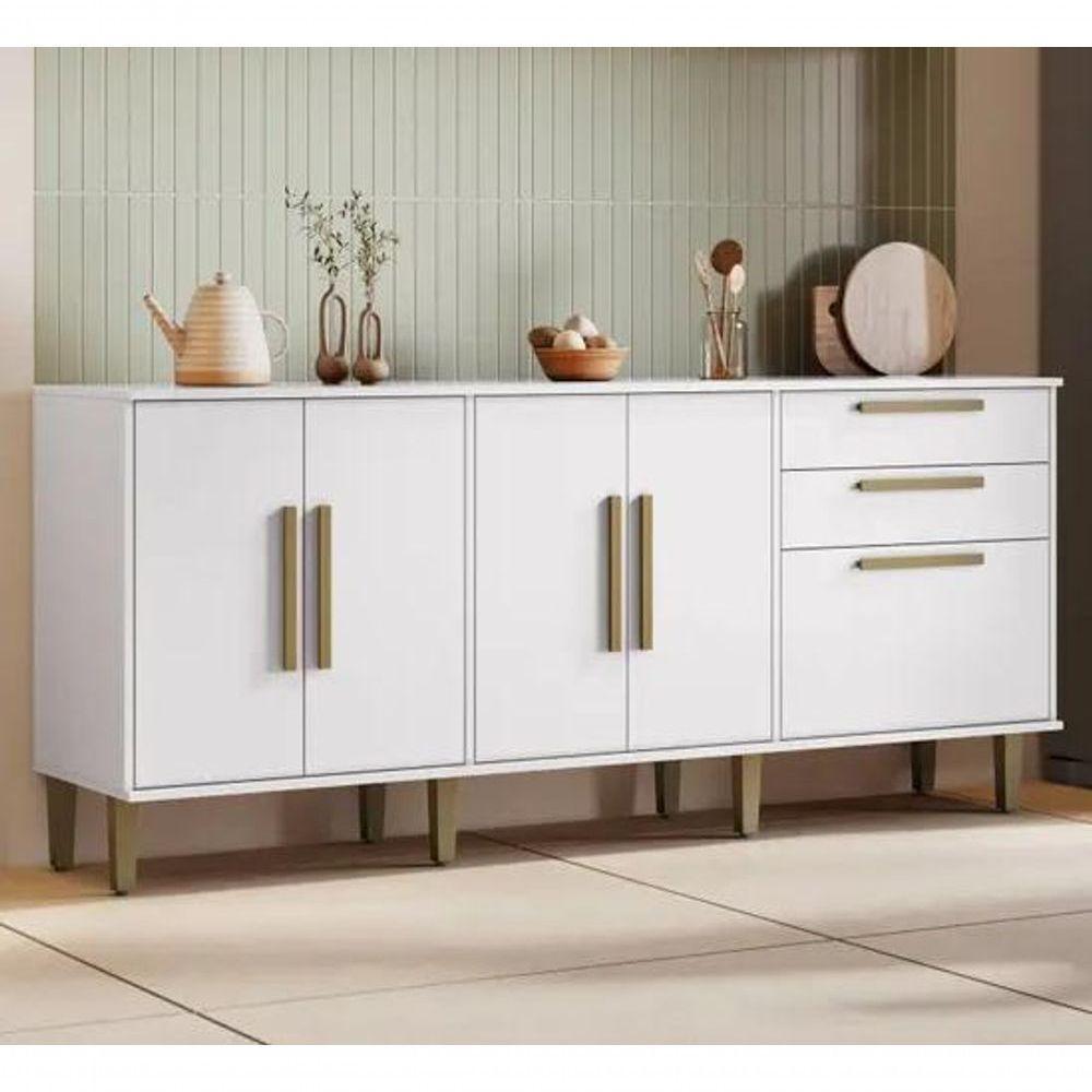 Balcão 5 Portas 2 Gavetas Lorena Kaiki Móveis - Branco - 1